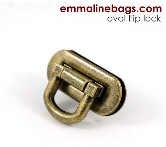 Kiwi Bagineers flip-lock Antique Brass De-stash Oval Flip Lock - Emmaline Bags