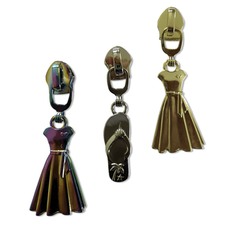 Kiwi Bagineers zipper pull Jandal- Nickle Dress or Jandals #5 Metallic Nylon Coil Zipper tape By Kiwi Bagineers