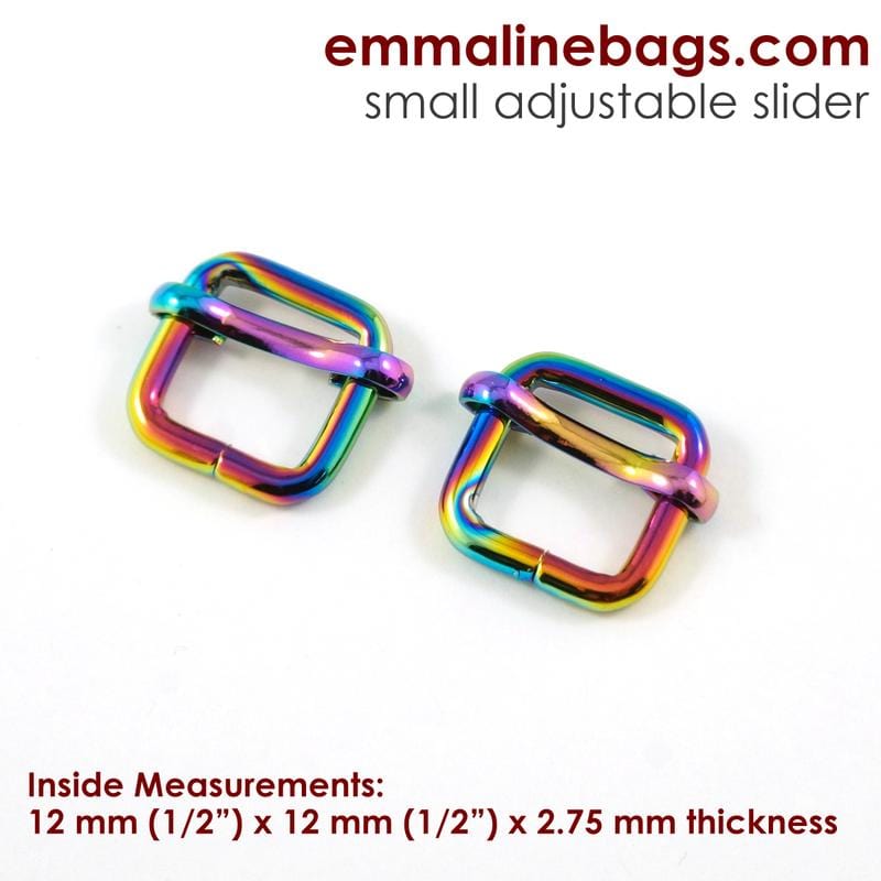 Kiwi Bagineers Sliders 1/2" (12mm) / Iridescent Rainbow Adjustable Strap Sliders by Emmaline Bags