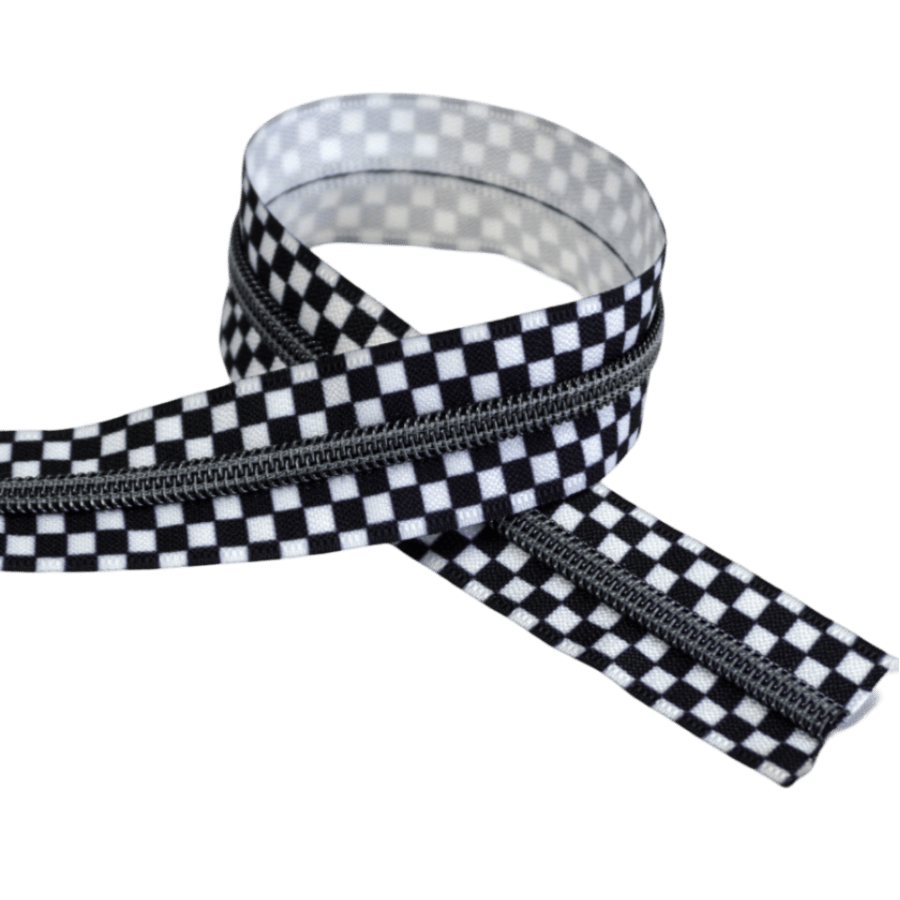 Kiwi Bagineers Zippers B&W Chq Chequered print #5 zippers