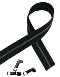 Kiwi Bagineers Zippers Black / Gun Metal (black tape only) Zipper by the Metre. 2.5m of #3 Zipper tape with 10 Zipper Sliders/Pullers