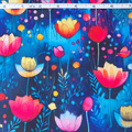 Kiwi Bagineers Fabric Blue Poppies Bonded Nylon Fabric for Bag Making – Twill Finish (firm)
