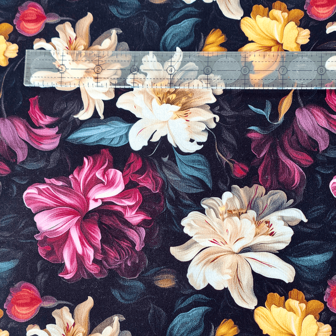 Kiwi Bagineers Fabric Cotton Canvas Fabric for Bag Making – Romantic Floral | 250gsm | Sold by Half Metre