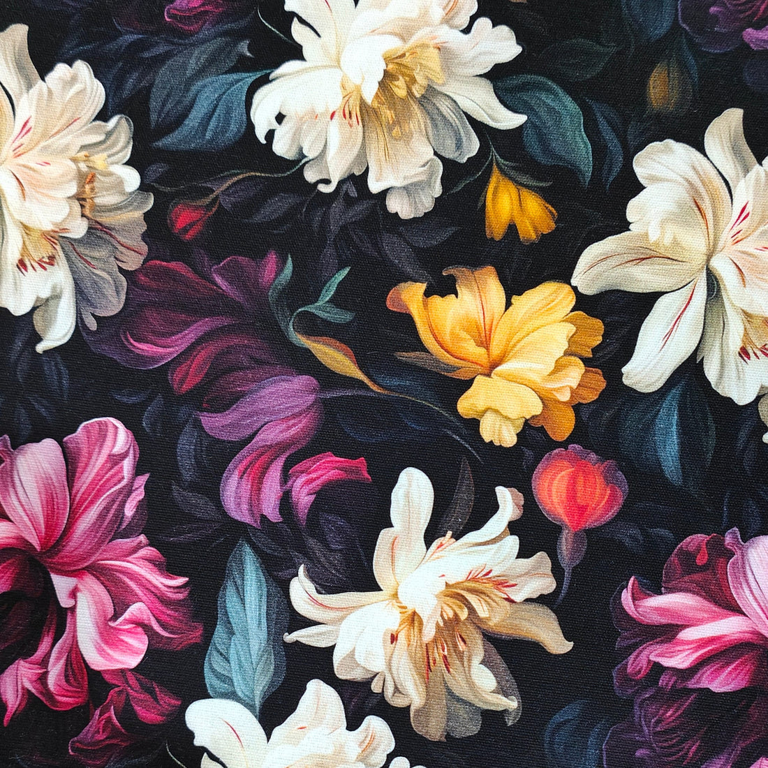 Kiwi Bagineers Fabric Cotton Canvas Fabric for Bag Making – Romantic Floral | 250gsm | Sold by Half Metre
