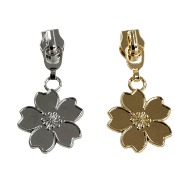 Kiwi Bagineers zipper pull Floral / Nickle Flower Zipper pull for #5 Metallic Nylon Coil Zipper tape