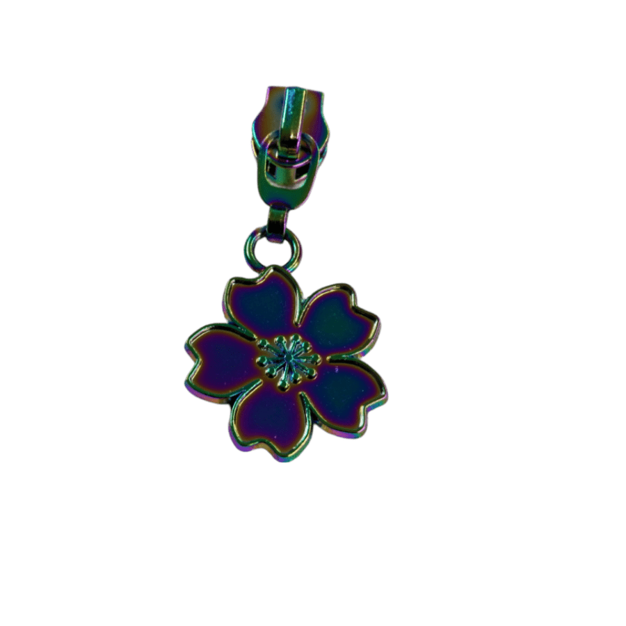 Kiwi Bagineers zipper pull Flower Zipper pull for #5 Metallic Nylon Coil Zipper tape