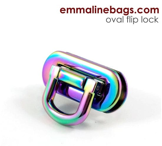 Kiwi Bagineers flip-lock Iridescent Rainbow De-stash Oval Flip Lock - Emmaline Bags