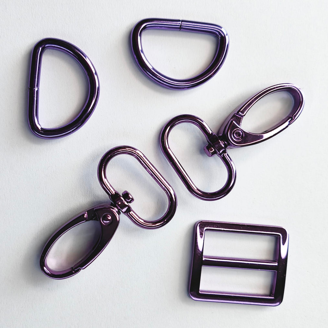 Kiwi Bagineers Strap hardware Strap Pack with Fun Webbing - Limited Purple hardware pack for making Bag straps.
