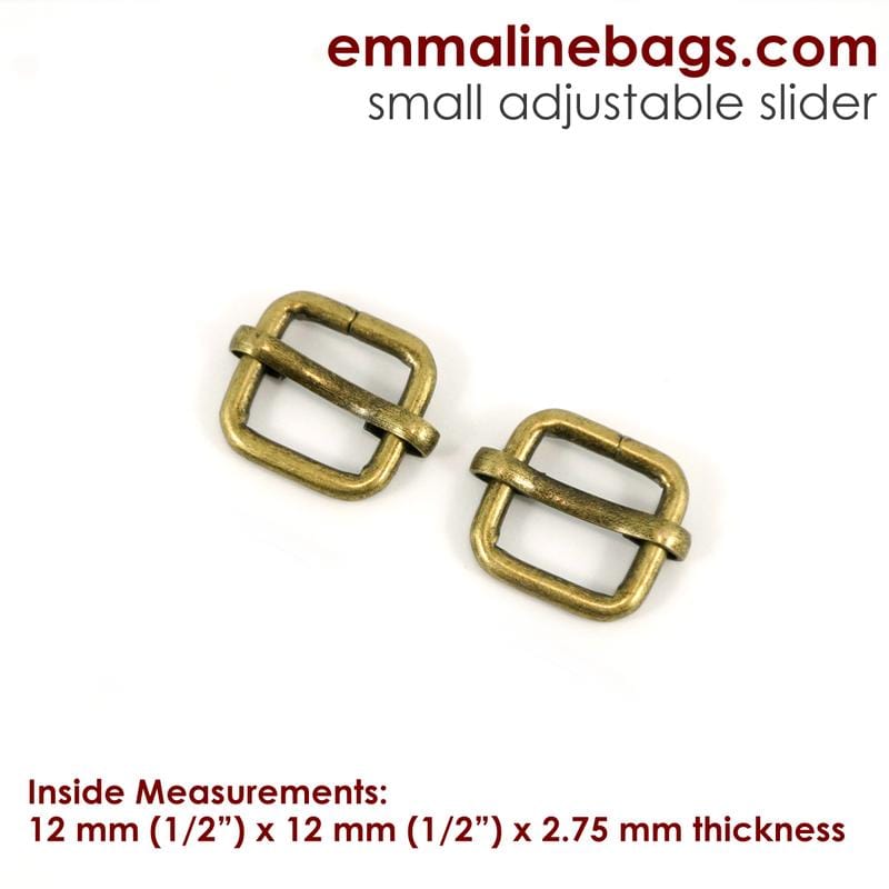 Kiwi Bagineers Sliders 1/2" (12mm) / Antique Brass Adjustable Strap Sliders by Emmaline Bags
