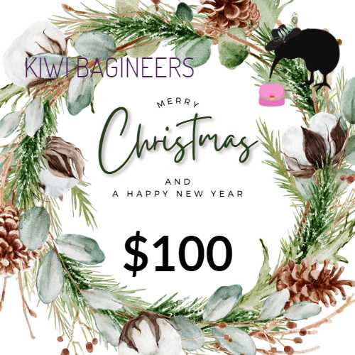 Kiwi Bagineers Gift Card $100.00 Kiwi Bagineers Christmas Gift Cards. From $25 to $150.