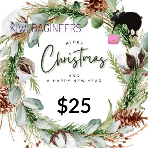 Kiwi Bagineers Gift Card $25.00 Kiwi Bagineers Christmas Gift Cards. From $25 to $150.