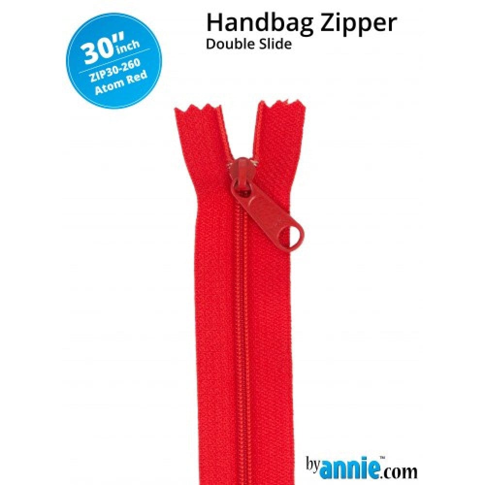 Kiwi Bagineers Zipper Atom Red ByAnnie bag Zipper size #4.5 with two pulls 30"