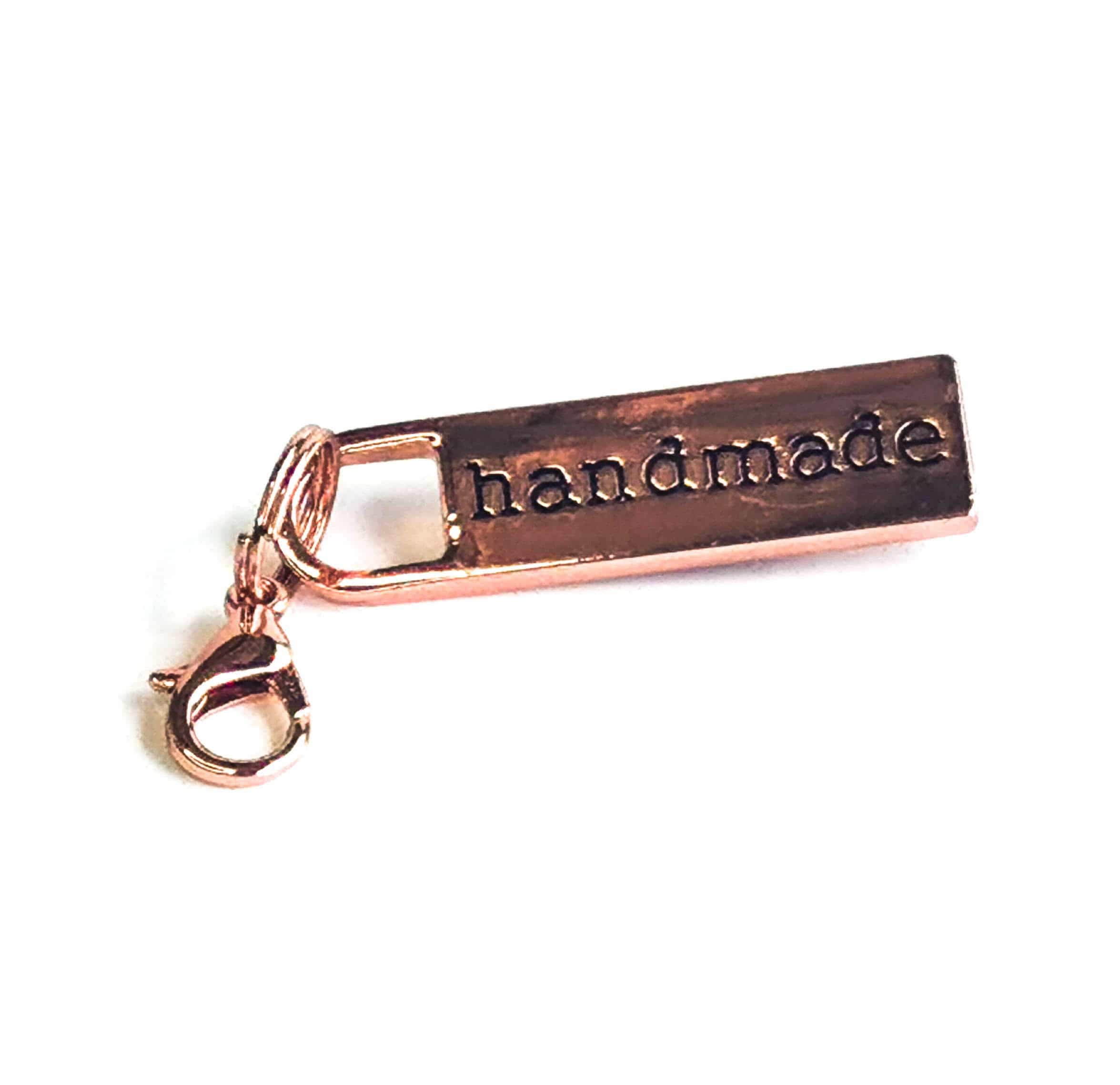 Kiwi Bagineers zipper pull Copper (Rose Gold) Metal Handmade zipper pull for bags with hook and ring attachment (1 piece).