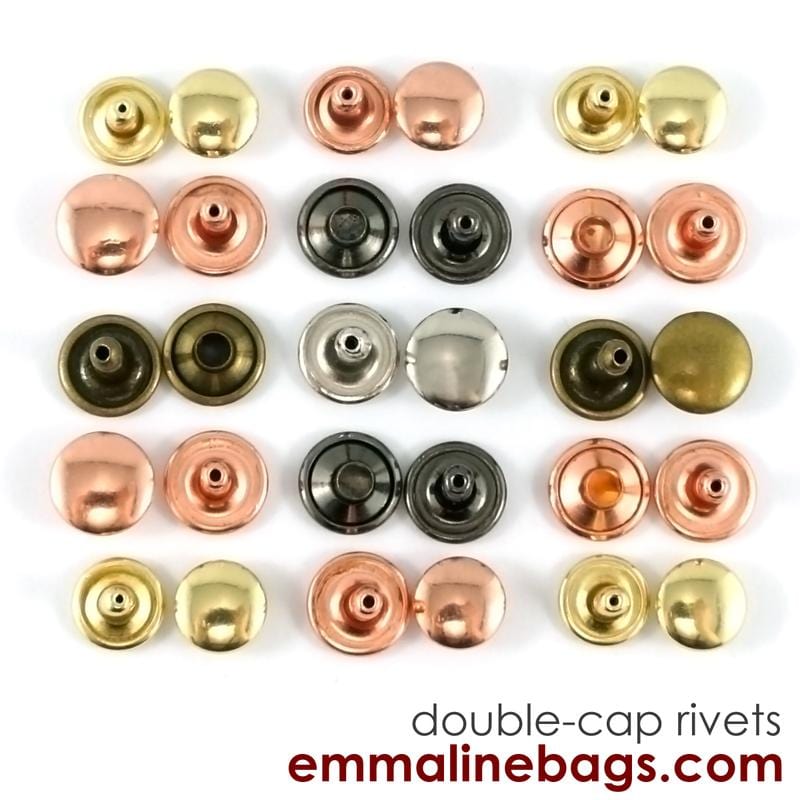 Double Cap Rivets - Large (9 mm Cap x 10 mm Post) / (50 Pack) By Emmaline Bags - Kiwi Bagineers