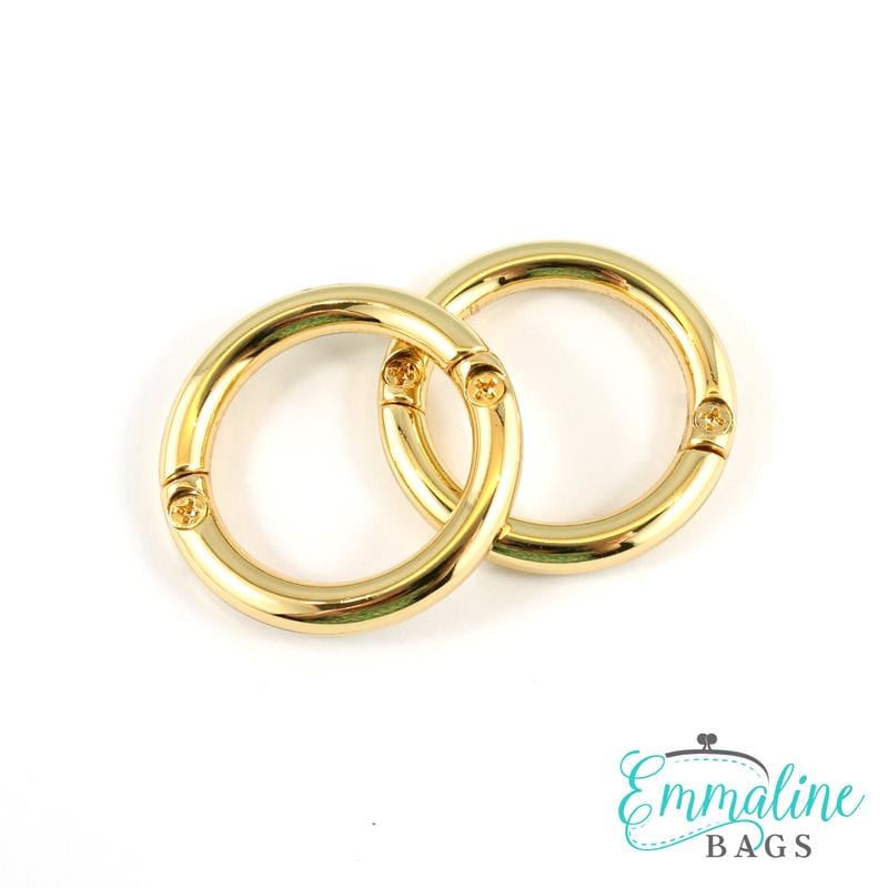 Gate rings (screw together): 1 " (25 mm) in gold finish (2 pack) - Kiwi Bagineers