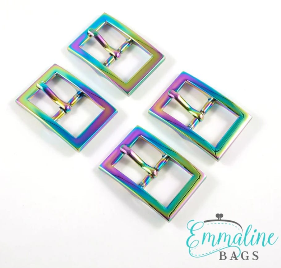 Kiwi Bagineers Buckle Iridescent Rainbow / 1"  (25mm) Double-ended Pin Buckle by Emmaline Bags