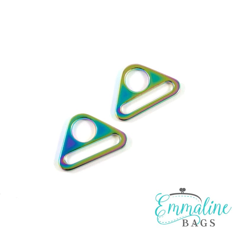 Kiwi Bagineers Ring Iridescent Rainbow / 1" Triangle Rings 1 1/2" (38mm) by Emmaline Bags