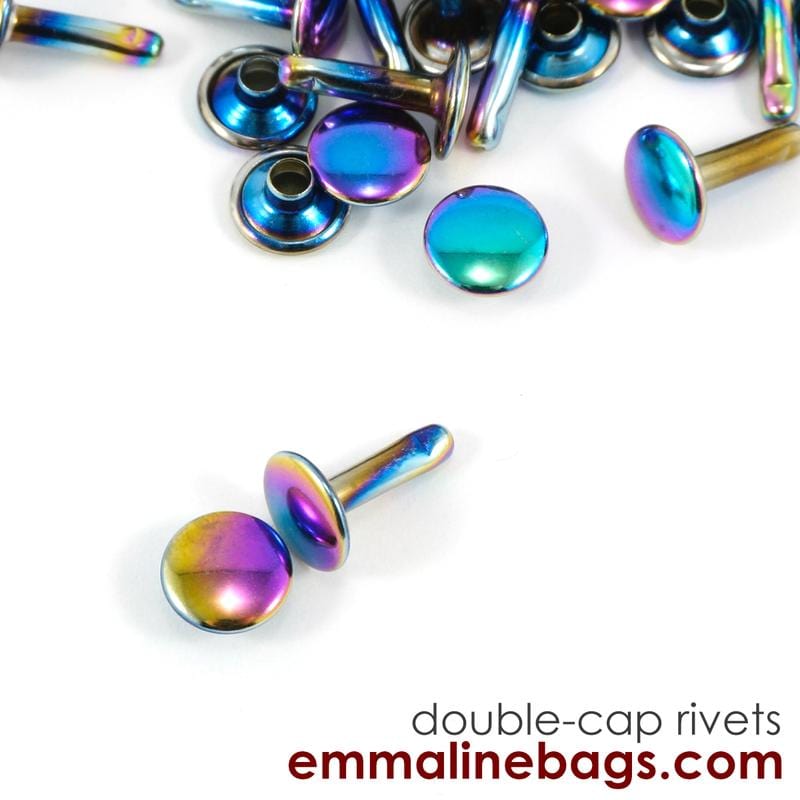 Double Cap Rivets - Large (9 mm Cap x 10 mm Post) / (50 Pack) By Emmaline Bags - Kiwi Bagineers