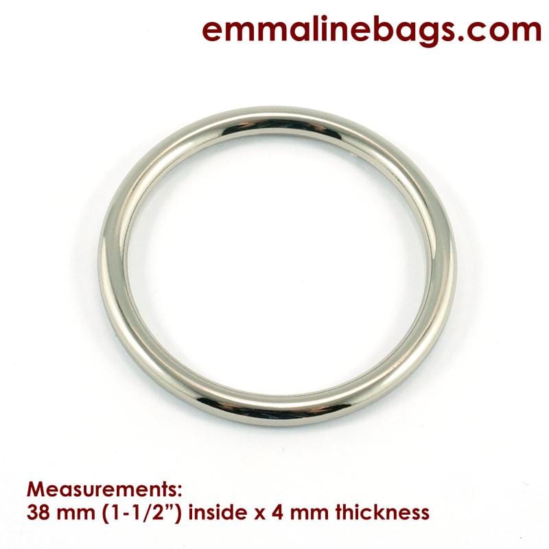 O Rings: 1-1/2" (38 mm) x 4mm in 5 Finishes (4 Pack) By Emmaline Bags - Kiwi Bagineers